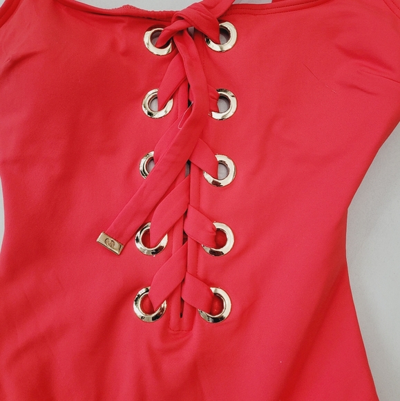 🤑SOLD🤑MICHEAL KORS LACE UP ONE-PIECE SWIMSUIT - Picture 4 of 10